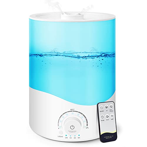 Cool Mist Humidifier for Bedroom：3.5L Essential Oil Diffuser with Remote Control Top Fill Ultrasonic Air Vaporizer for Home Office