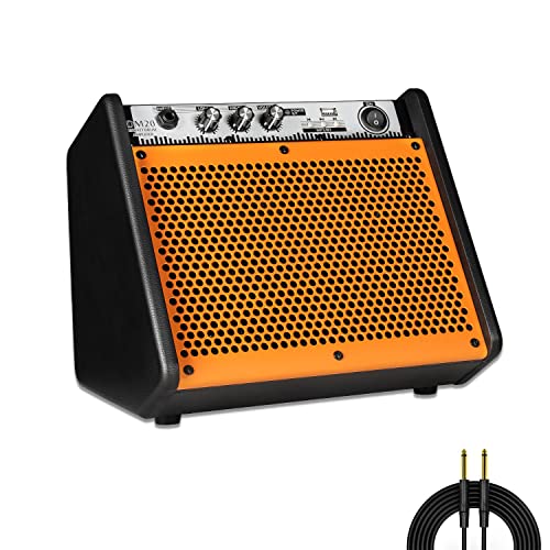 Coolmusic DM20 20W Bluetooth Personal Monitor Amplifier Electric Drum Amplifier Speaker,Keyboard Speaker with USB Interface(Including E-Drum Noise-Reduction Cable),Orange