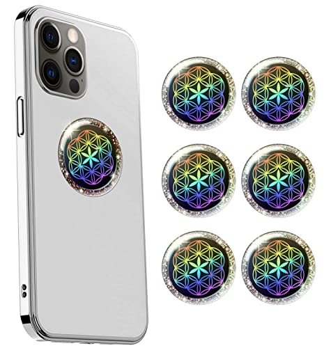 Crystal Diamond Flashing Sticker 6 pcs for Mobile Phones 2021 Latest Model–Anti-R Multi-Layer Protection Cell Phone Stickers, for Smart Phone, Laptops, Tablets, All Devices，Golden Diamond