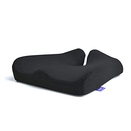 Cushion Lab Patented Pressure Relief Seat Cushion for Long Sitting Hours on Office & Home Chair - Extra-Dense Memory Foam for Soft Support. Car & Chair Pad for Hip, Tailbone, Coccyx, Sciatica - Black