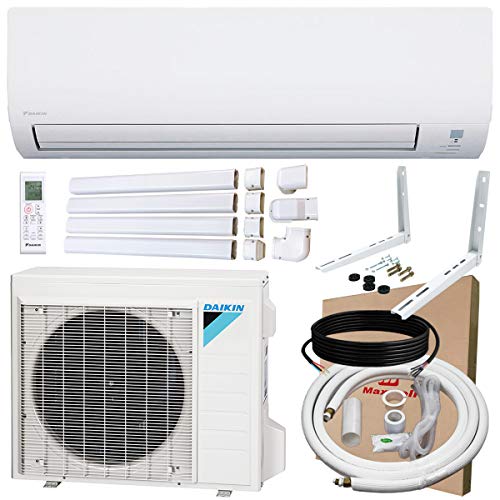 DAIKIN 24,000 BTU 19 SEER Wall-Mounted Ductless Mini-Split A/C Heat Pump System with Maxwell 15-ft Installation Kit and Line Set Cover Kit (24,000 BTU_19 SEER)