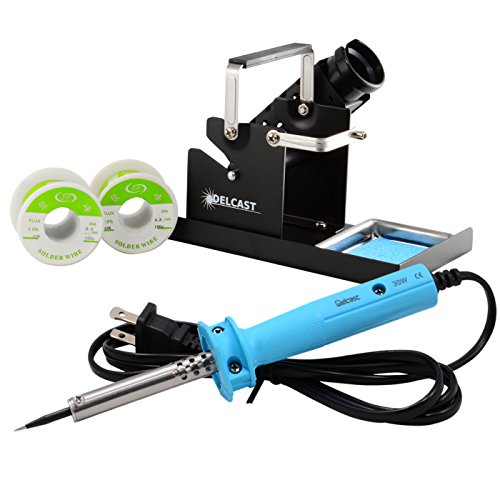 Delcast XL-A Soldering Pro Tool Kit with 30W Soldering Iron & Soldering Station, Includes 200g Rosin Core Solder