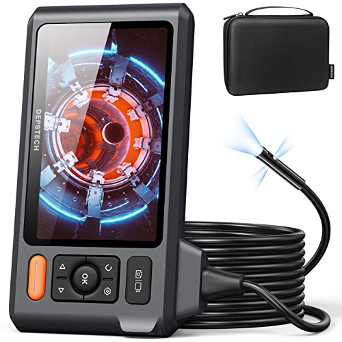 DEPSTECH Triple Lens Borescope Inspection Camera, 5"IPS Screen Endoscope Camera with Lights,1080P Sewer Camera and 180°Flip Button, 16.5ft IP67 Cable, Ease of Use, Tool for Wall, Automotive, Plumbing