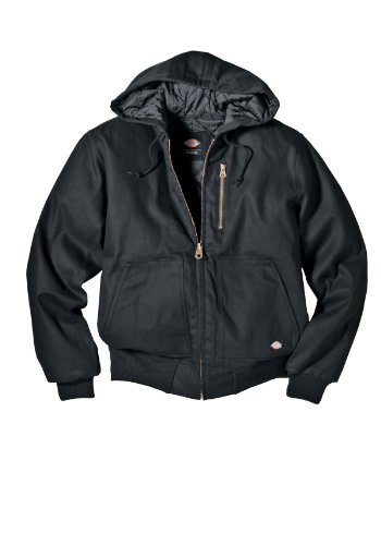 Dickies Men's Rigid Duck Hooded Jacket, Black, Medium