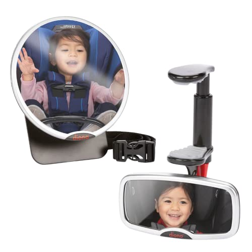 Diono Baby Car Mirror 2 Pack, Includes Safety Car Seat Mirror for Rear Facing Infant & See Me Too Rear View Baby Mirror Both Fully Adjustable with Wide Crystal Clear View, Shatterproof, Crash Tested