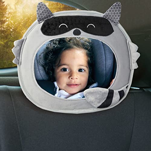 Diono Easy View Racoon Character Baby Car Mirror, Safety Car Seat Mirror for Rear Facing Infant, Fully Adjustable, Wide Crystal Clear View, Shatterproof, Crash Tested