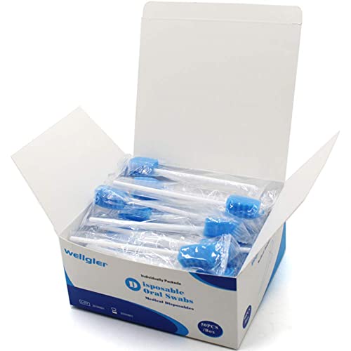 Disposable Oral Care Swabs Tooth Cleaning Mouth Swabs (50 Blue)