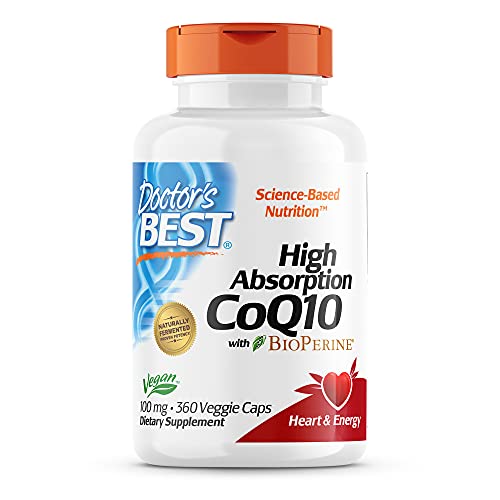 Doctor's Best High Absorption CoQ10 with BioPerine, Gluten Free, Naturally Fermented, Vegan, Heart Health & Energy Production, 100 mg 360 Veggie Caps