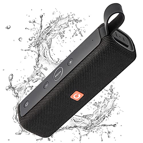 DOSS Bluetooth Speaker, E-go II Portable Speaker with 12W Superior Sound and Loud Bass, IPX6 Waterproof, Built-in Mic, 12H Playtime, Waterproof Speaker for Pool, Beach, Outdoor, and Travel - Black