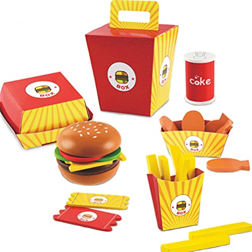 D.O.T Wooden Fast Food Burger Fries Deluxe Dinner Set - 26 PCS