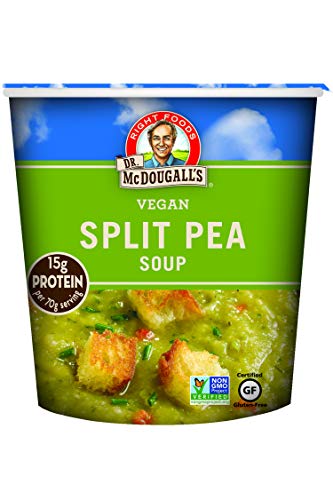 Dr. McDougall's Vegan Split Pea Soup - Gluten Free Soup - Ramen Noodles - Instant Ramen Noodle Cups - Low Sodium Ramen Soup - Non-GMO Instant Noodles - Vegan Soup - 2.5 Ounces - Pack of 6