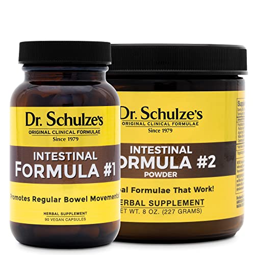 Dr. Schulze’s | Colon Cleanse Detox | Intestinal Formula #1 & #2 Combo | Dietary Supplement | Natural Constipation Relief | Remove Excess Waste & Build-Up | Herbal Tablets & Powder | 90 Count/8 Oz Jar