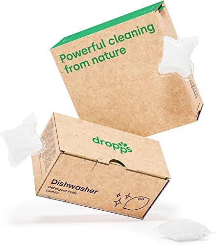 Dropps Dishwasher Detergent Pods: Lemon | 32 Count | Sparkling Shiny Dishes | Powers Away Baked On Food | Deep Cleans No Pre-Wash | Powered by Natural Mineral-Based Ingredients | Low Waste Packaging…
