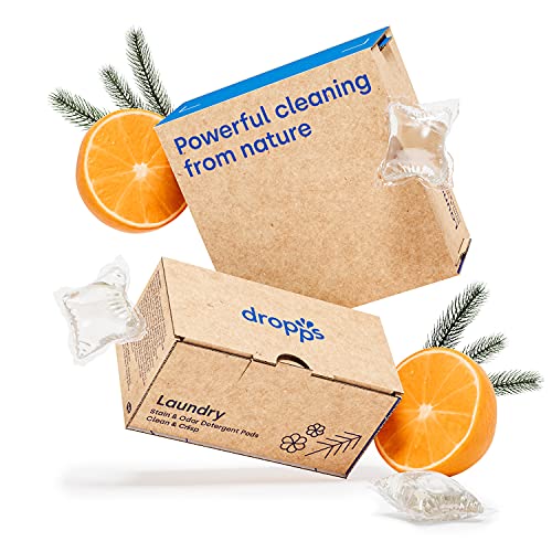 Dropps Stain & Odor Laundry Detergent Pods: Clean & Crisp| Deep Cleans Fabrics | Keeps Clothes Fresh | Prevents Odors | HE | Powered by Natural Plant-Based Ingredients | Low Waste Packaging | 32 Count