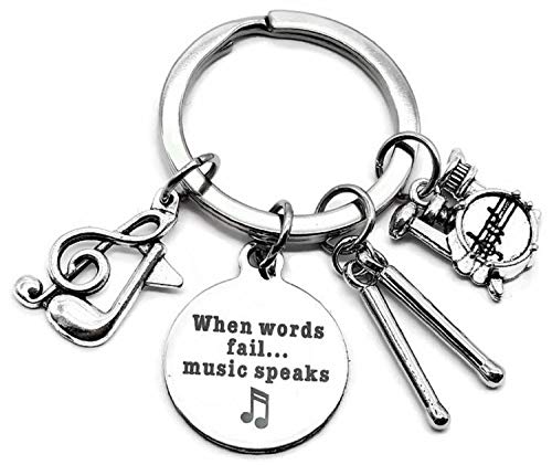 Drum Keychain, Percussion Drumsticks Keychain, Drummer Gift, Snare Drum Keychain, Music Keychain, Music Note Keychain, Musical Instrument Keychain, Musician Gift, Percussionist Gift, Drummer Key Ring