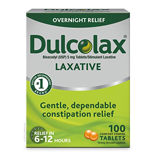 Dulcolax Stimulant Laxative Tablets (100 Count) Gentle Overnight Constipation Relief, Bisacodyl 5mg