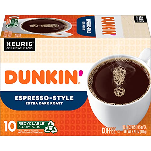 Dunkin' Espresso Style Extra Dark Roast Coffee, 60 Keurig K-Cup Pods