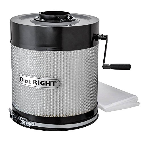 Dust Right 650 CFM Wall Mount Dust Collector 1 Micron – Canister Filter for Portable Dust Collection System – Remote Control Small Dust Collector Shop – Includes Mounting Bracket & Plastic Dust Bag