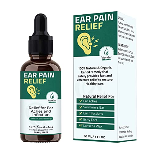 Ear Pain Relief, Relieves Ear Aches, Infections, Swimmer's Ear, Loosens Wax, Ear drops for adults, children & pet 100% Natural (30 ml) By Wonder Healing