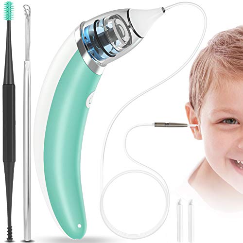 Ear-Wax-Vacuum-Removal, Strong Suction Ear Vacuum Ear Wax Sucker 5 Levels Electric Soft Earwax Removal Kit USB Charge Reusable Spiral Silicone Ear Wax Remover Tool Vacuum Cleaner for Kids Adult