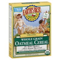 Earth's Best Organic Oatmeal Cereal,. Whole Grain, 8 oz. (Pack of 6)