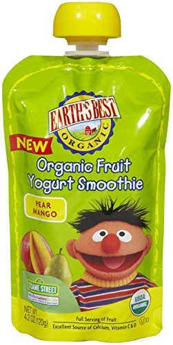 Earth's Best Sesame Street Fruit Yogurt Smoothies - Pear Mango - 4.2 oz - 6 pk