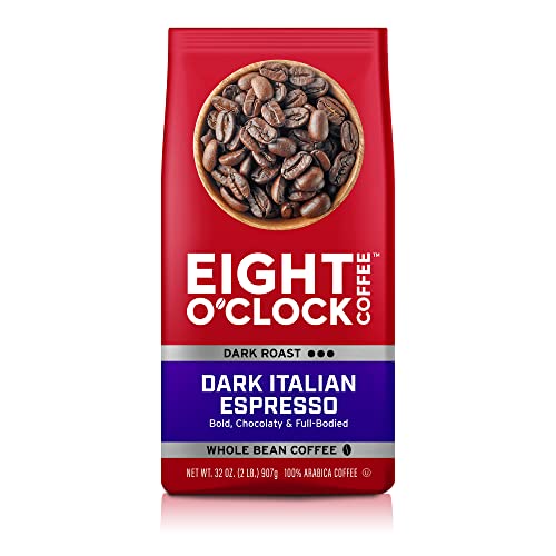 Eight O'Clock Coffee Dark Italian Espresso, Dark Roast, Whole Bean Coffee, 32 Ounce (Pack of 1), 100% Arabica, Kosher Certified