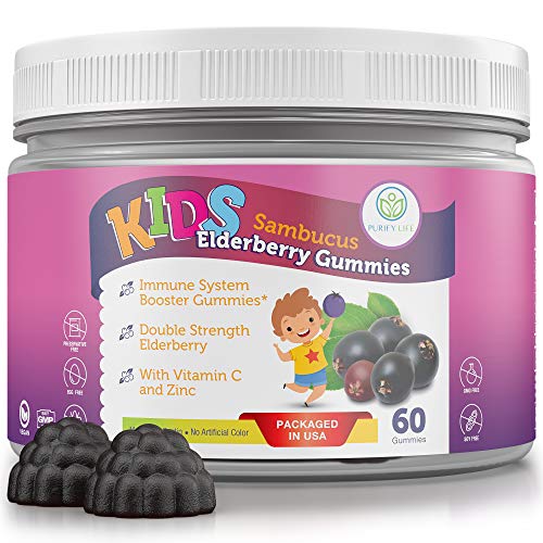 Elderberry Gummies for Kids & Toddlers (60 Day Supply) Sambucus Immune Booster with Zinc & Vitamin C - 75mg Allergy Cold Relief Support - Chewable Supplement Replace Capsules Pills Tablets and Syrup