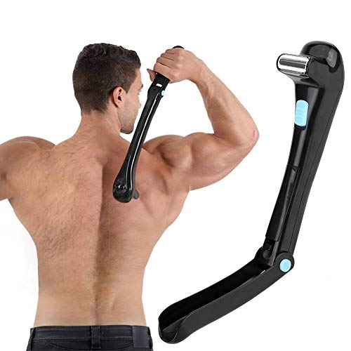 Electric Back Hair Shaver - 14.7 inch Foldable Handle Professional Do It Yourself Painless Body Groomer for Men, Batteries Not Included