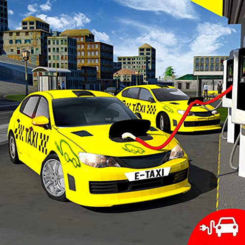 Electric Car Taxi Driving Simulator 3D: NY City Gas Station Parking Games 2018