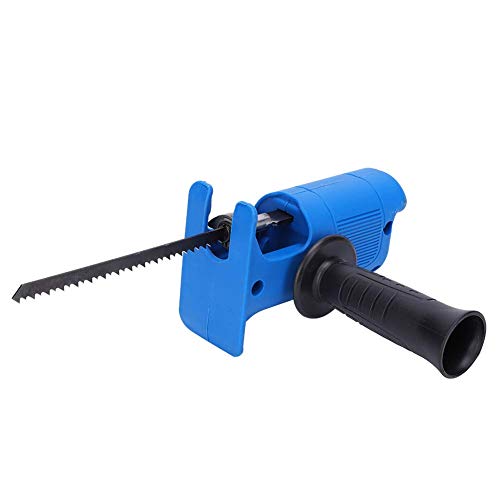 Electric Reciprocating Saw, Portable Electric Jig Saw for Wood Metal Cutting, Electric Drill Tool Attachment, Electric Hand Saw with 3 Saw Blades, Blue