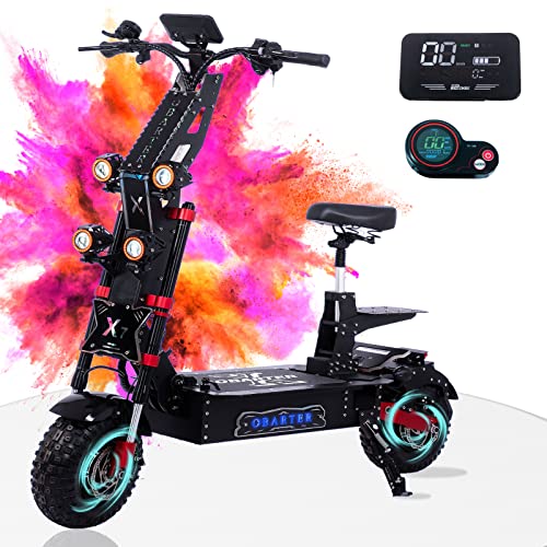 Electric Scooter, Adult high Power Dual Motor Professional Folding Off Road 14inch Fat tire Large Two Wheeled Vehicle, OBARTER X7,8000W 60AH60V, Ideal Condition Max Speed 56MPH,Max Range 125 Miles.