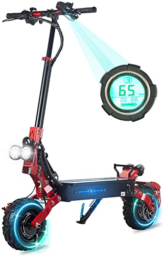 Electric Scooter for Adults-3200W Dual Motor, 45 MPH 56Miles Range 60V21Ah Battery, Dual Braking System & Dual Headlight,10" Pneumatic Tires Offroad Fast Scooter