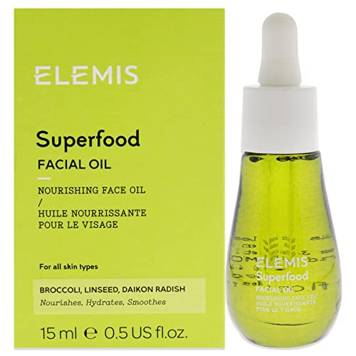 ELEMIS Superfood Facial Oil Concentrated Lightweight, Nourishing Daily Face Oil Hydrates and Smoothes Skin for a Healthy, Glowing Complexion, 0.50 Fl Oz