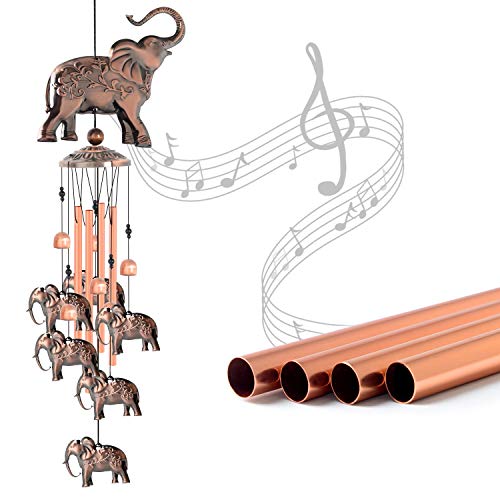 Elephant Copper Wind chimesoutdoor, Gifts forall mom/Grandma/Women/Aunt /dDaughte/Friend /Niece/Sister/Teacher/dad, Mother Birthday Gift, Gardening Gifts,windchimes Outside, Perfect for Patio, Garden