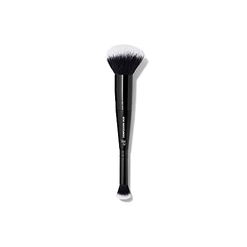 e.l.f. Complexion Duo Brush, Makeup Brush For Applying Foundation & Concealer, Creates An Airbrushed Finish, Made With Vegan, Cruelty-Free Bristles