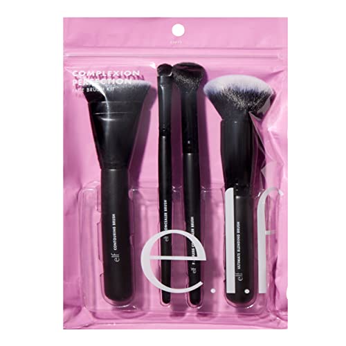 e.l.f. Complexion Perfection Brush Kit 4Piece Set, Synthetic