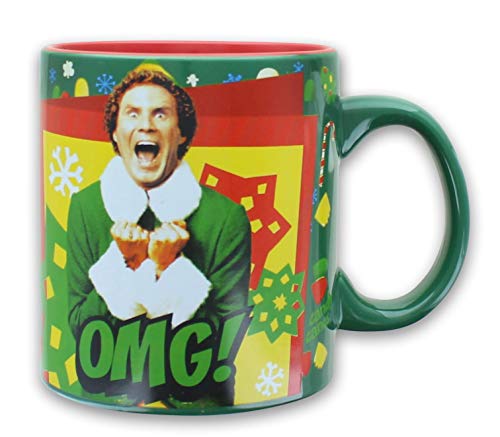 Elf "OMG! Santa's Coming!" Ceramic Mug | BPA-Free Coffee Cup For Espresso, Tea | Holds 20 Ounces