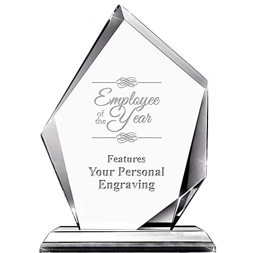 Employee of The Year Apex Crystal Award, 6" H Custom Engraved Employee Award, Engraving Included