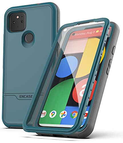 Encased RebelShield Designed for Pixel 5a 5G Case with Screen Protector, Heavy Duty Full Body Protective Cover with Build-in Screen Guard for Google Pixel 5a 5G - Blue