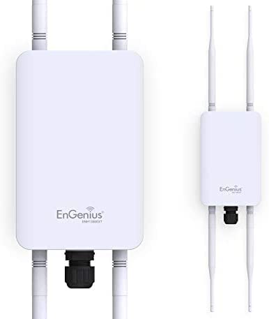 EnGenius Technologies ENH1350EXT Wi-Fi 5 AC1300 2x2 Dual-Band Outdoor Long Range Access Point/Range Extender/Bridge Features IP67 Rated, MU-MIMO, Fast Roaming (Mounting Kit & PoE Injector Included)