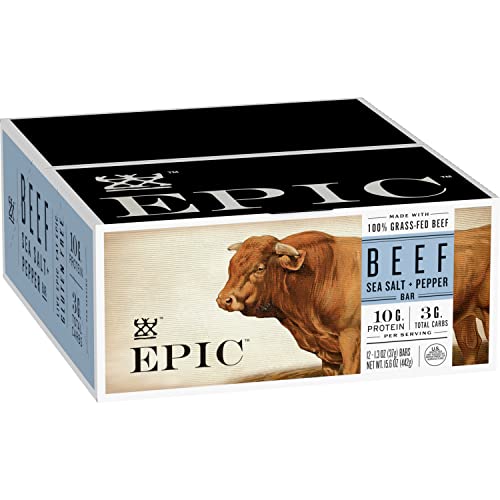 EPIC Beef Sea Salt + Pepper Protein Bar, Keto Consumer Friendly, 12CT 1.3oz bars