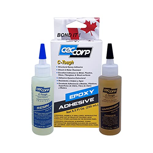 Epoxy Glue Adhesive C-Tough by CECCORP (8.5 Oz Combined) – Epoxy Adhesive for Metals, Aluminum, Fiberglass, Masonry, Wood, Stones, Concrete and Some Plastics – Waterproof – Shock Resistant Till -45°C