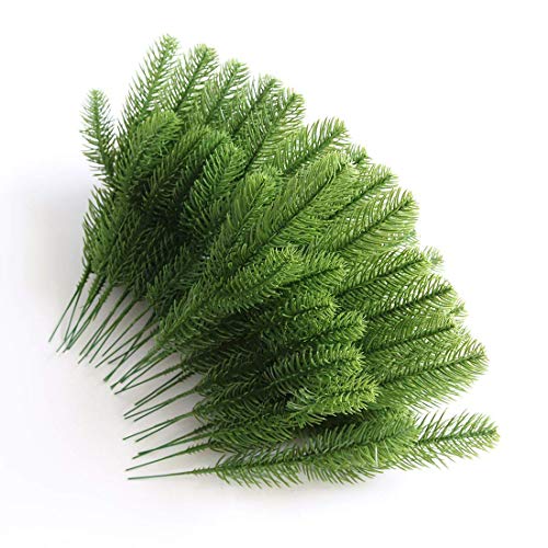 ESA Supplies Artificial Pine Needles Branches Craft Green Garland 20 PCS for Christmas Holidy Home Garden Office Decorating and Flower Arrangement