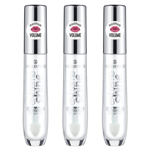 essence | 3-Pack Extreme Shine Volume Lipgloss Crystal Clear | High-Shine, Volumizing & Nourishing Vegan & Cruelty Free Formula | Free from Gluten, Silicone, Parabens, Preservatives, Oil