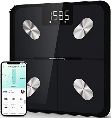 Etekcity Smart Scale For Body Weight And Fat, Digital Bathroom Scale Accurate To 0.05lb/0.02kg Weighing Machine For People's Muscle BMI, Bluetooth Electronic Body Composition Monitor, 400lb