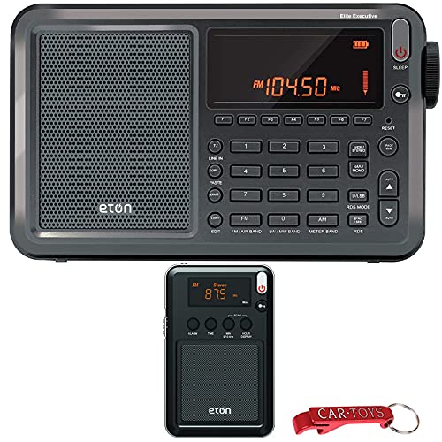 Eton Elite Executive AM/FM/Aircraft Band/SSB/Shortwave Radio and Eton Mini Compact Pocket Radio Bundle. Listen to The World. Digital Tuning, Telescoping Antenna, Bright LCD Displays & Alarm Functions.