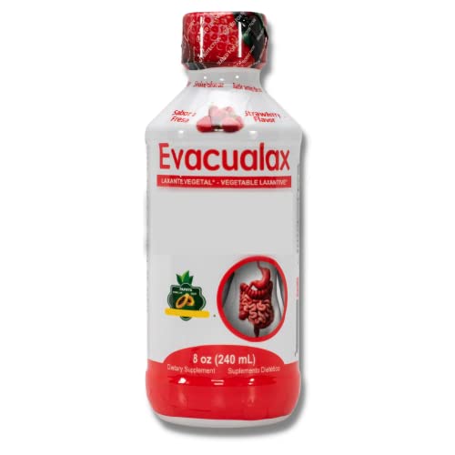 EVACUALAX Liquid -Laxative Vegetal 100% Natural 8oz | Natural Laxative | Constipation | Stool Softener | Intestinal Regularity | Senna Leaves (Strawberry)