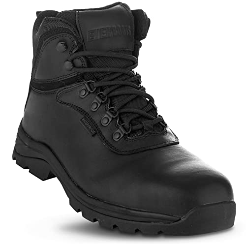 EVER BOOTS Men’s Steel Toe Waterproof Industrial Work Boot (12 Wide, Black)