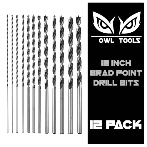 Extra Long 12" Brad Point Wood Drill Bit Set (12 Pack with Storage Sleeve) Carpenters Quality - Drill Splinter-Free Perfectly Round Holes in All Types of Wood